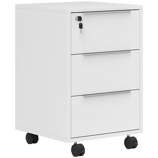 Photo of HOMCOM Three-Drawer Locking Filing Cabinet - White in White colour on a white background