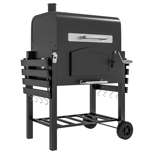 Photo of Outsunny 3-in-1 Charcoal BBQ, with Shelves - Black in Black colour on a white background