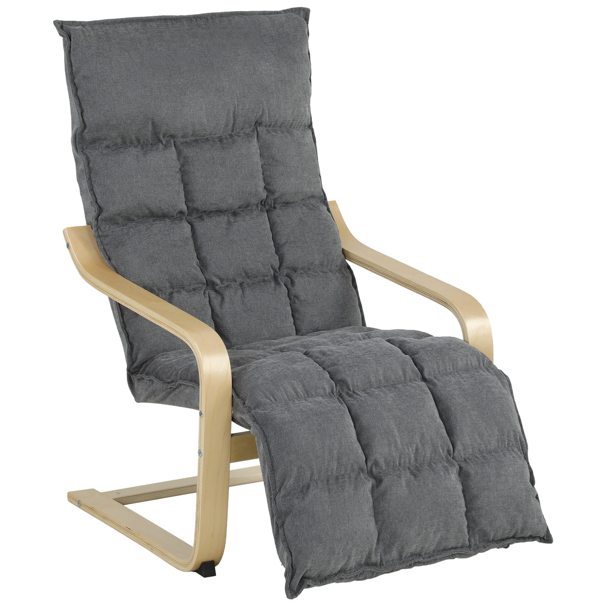 Photo of HOMCOM Modern Accent Chair, Leisure Lounge Chair Armchair with Footrest, Plush Cushion, Curved Legs and Arms, Grey in Grey colour on a white background