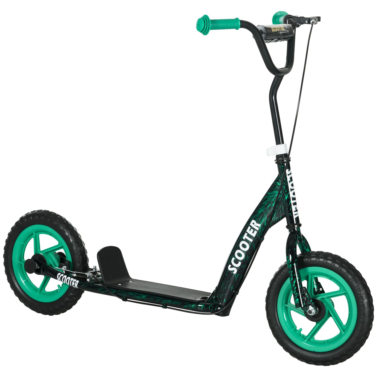 Photo of AIYAPLAY Kids Scooter with Adjustable Handlebar, Children's Kick Scooter with Non-slip Footplate, Rear Brake, Kickstand, Green in Green colour on a white background
