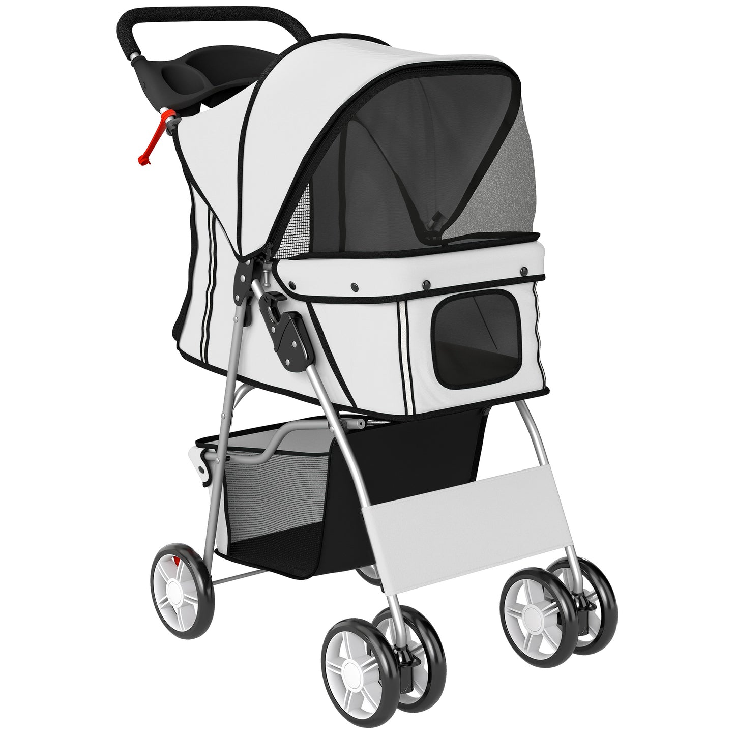 Photo of PawHut Dog Pram, Pet Stroller with Reflective Strips, Foldable Cat Stroller with 360° Swivel Wheels, Grey in Grey colour on a white background