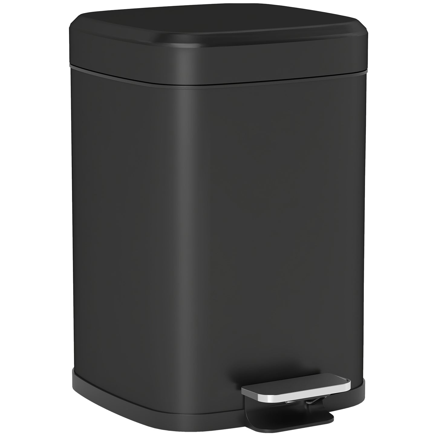 Photo of HOMCOM 12L Modern Boxy Metal Home Kitchen Bin - Black in Black colour on a white background