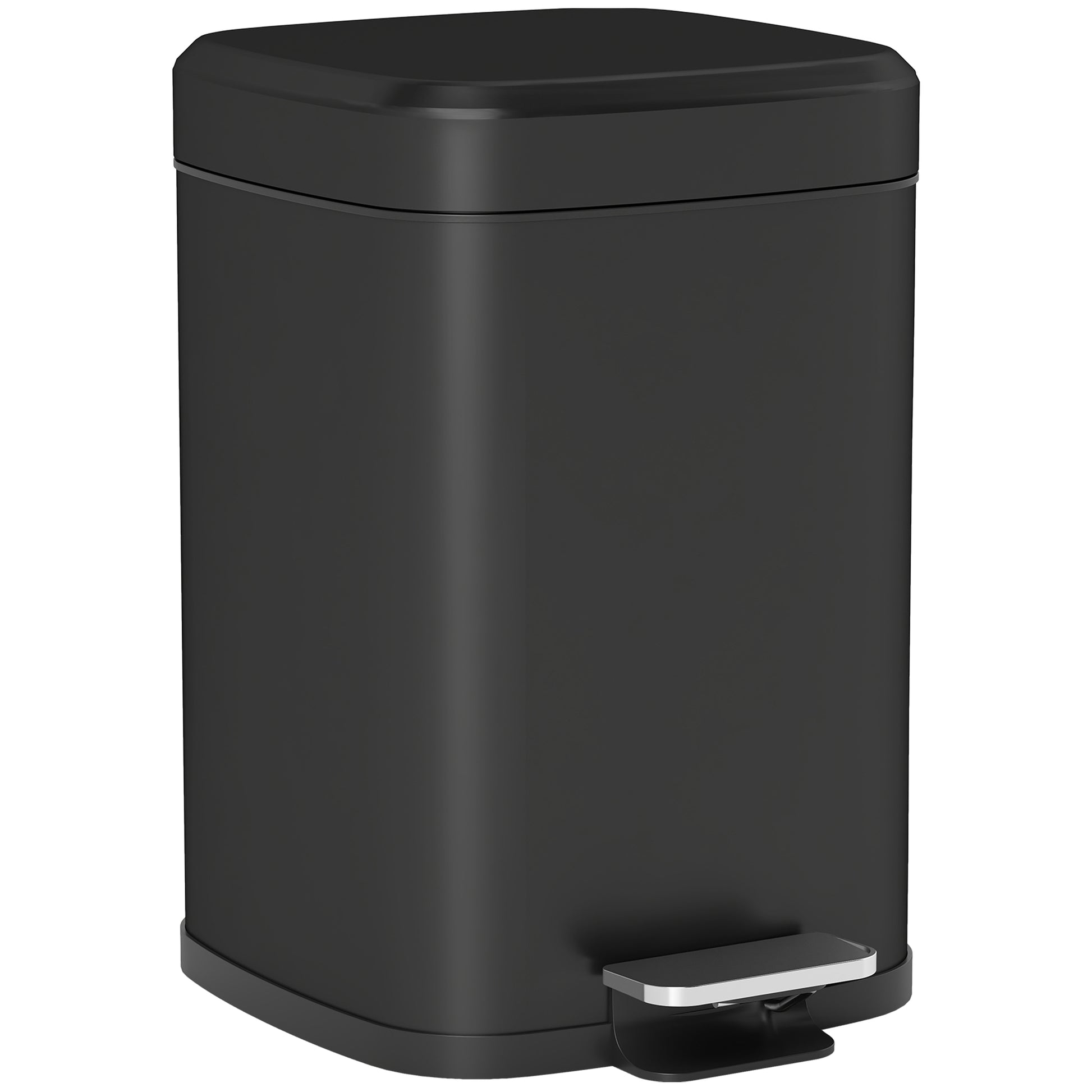Photo of HOMCOM 12L Modern Boxy Metal Home Kitchen Bin - Black in Black colour on a white background