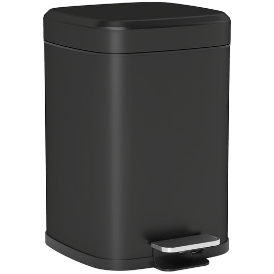 Photo of HOMCOM 12L Modern Boxy Metal Home Kitchen Bin - Black in Black colour on a white background