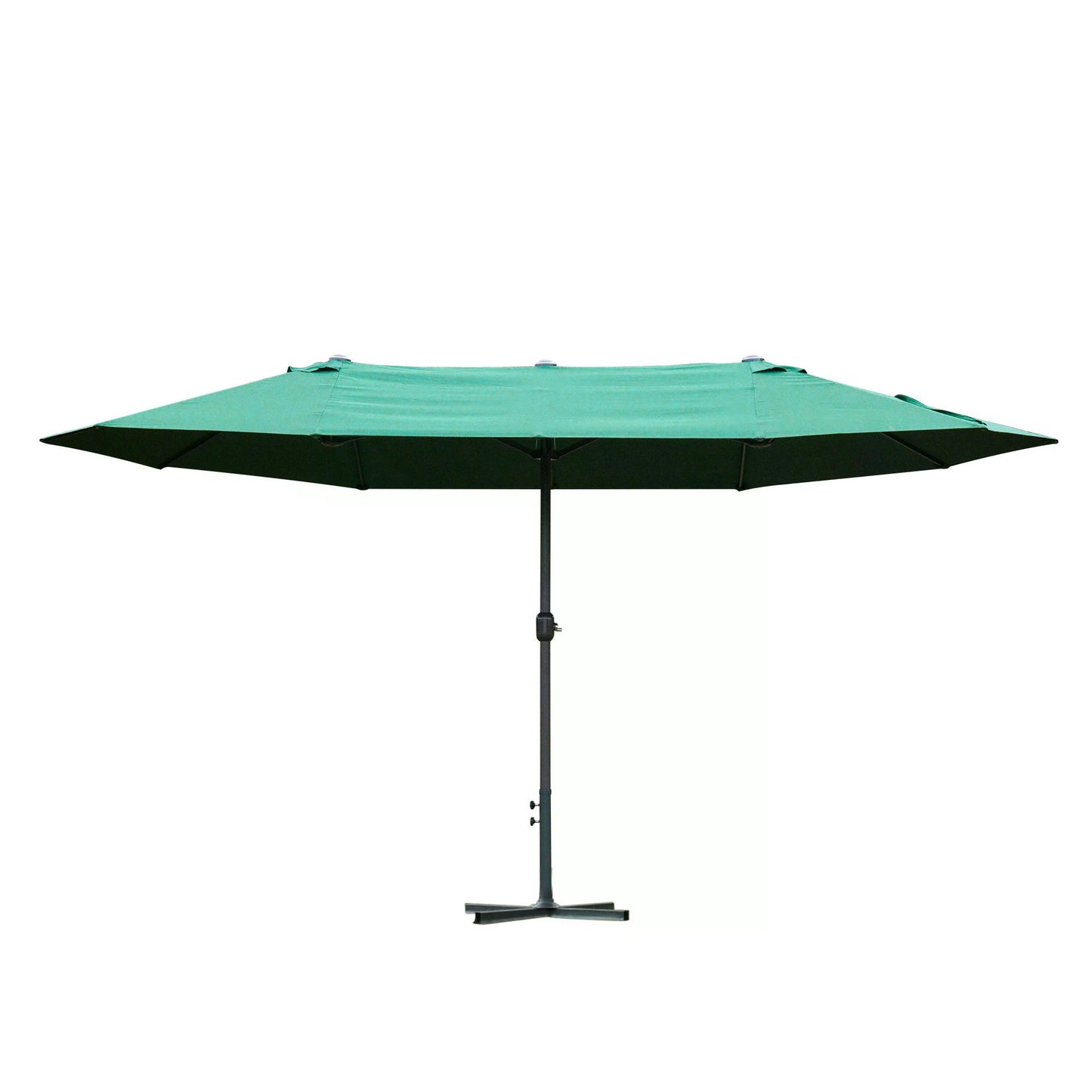 Photo of Outsunny 4.6M Sun Umbrella Canopy Double-sided Crank Sun Shade w/ Cross Base Dark Green in Green colour on a white background
