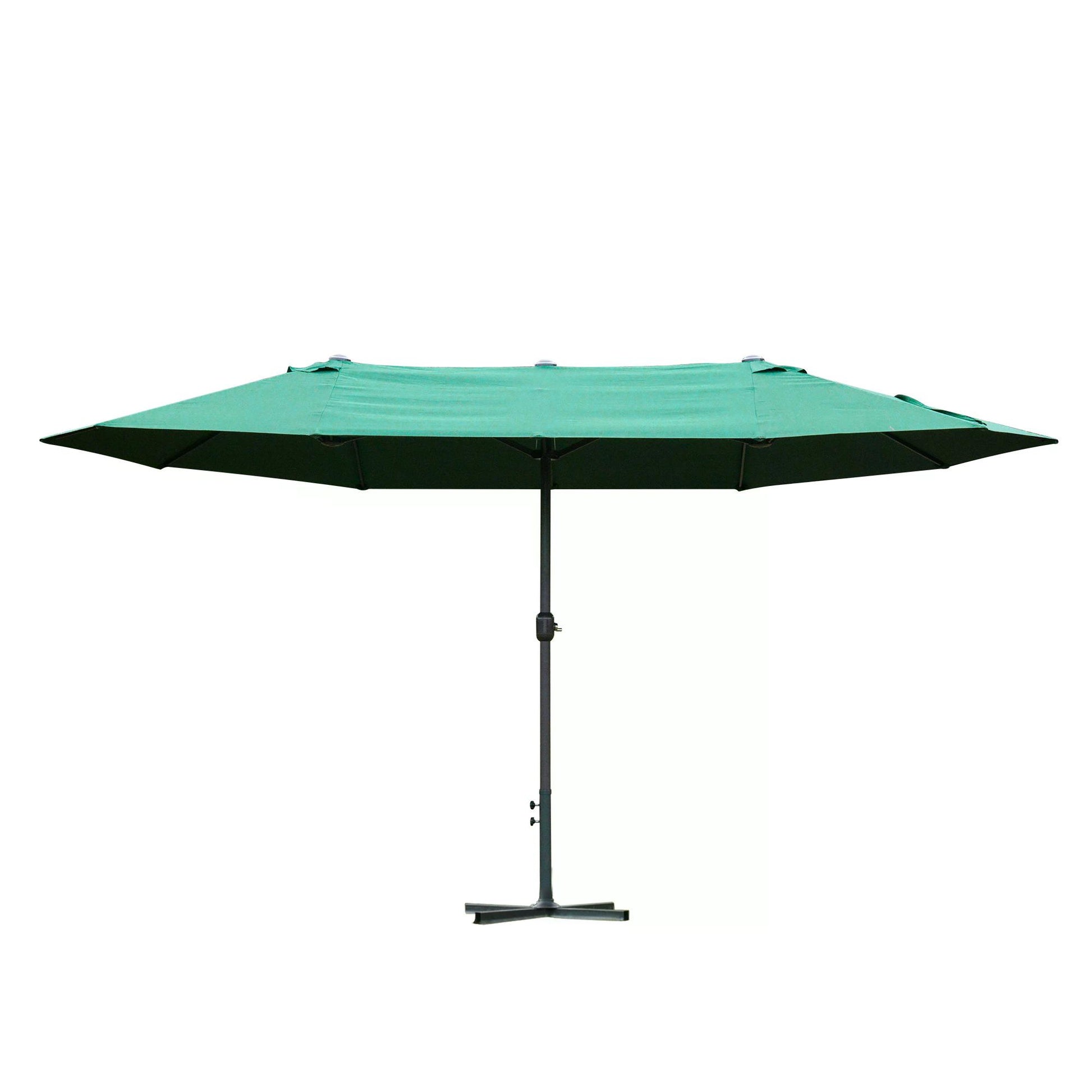 Photo of Outsunny 4.6M Sun Umbrella Canopy Double-sided Crank Sun Shade w/ Cross Base Dark Green in Green colour on a white background