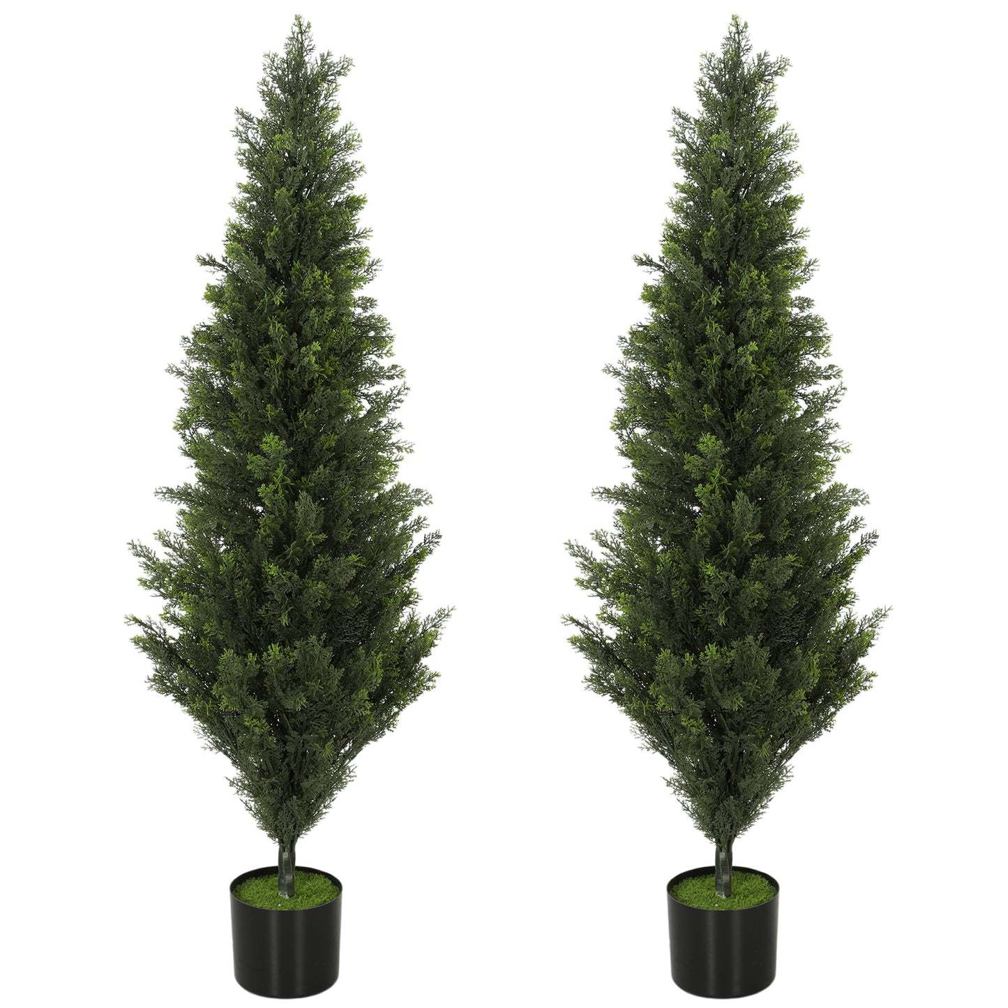 Photo of HOMCOM Set of 2 Decorative Artificial Plants Cypress in Weighted Pot, Fake Plant with 1092 Leaves, 120 cm in cm colour on a white background