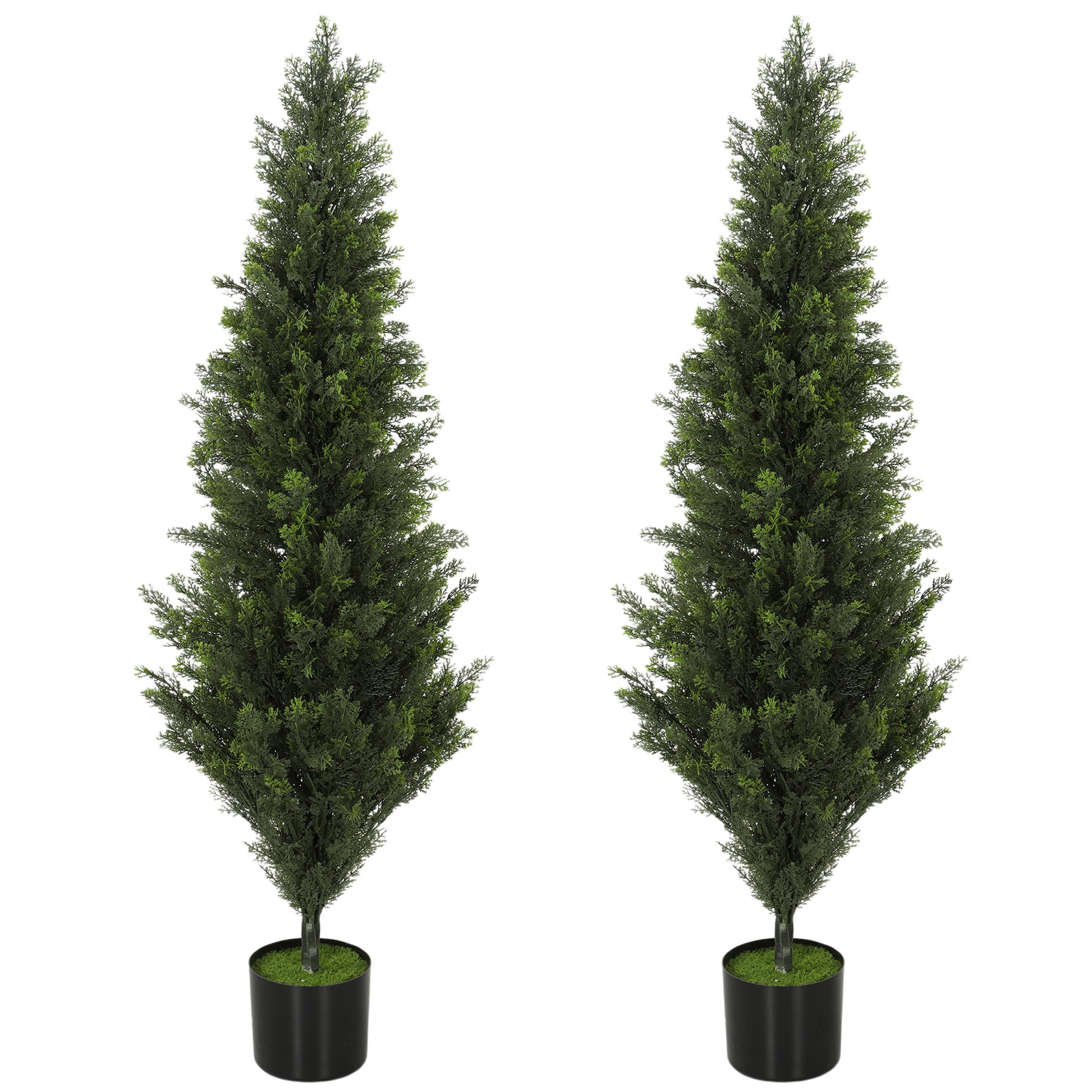 Photo of HOMCOM Set of 2 Decorative Artificial Plants Cypress in Weighted Pot, Fake Plant with 1092 Leaves, 120 cm in cm colour on a white background