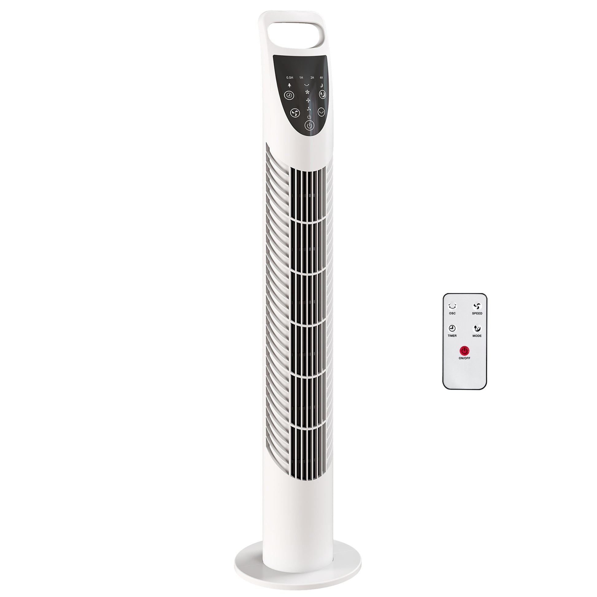 Photo of HOMCOM Tower Fan Oscillating 3 Speeds 3 Winds 40W w/ RC Timer Quiet - White in White colour on a white background