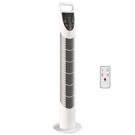 Photo of HOMCOM Tower Fan Oscillating 3 Speeds 3 Winds 40W w/ RC Timer Quiet - White in White colour on a white background