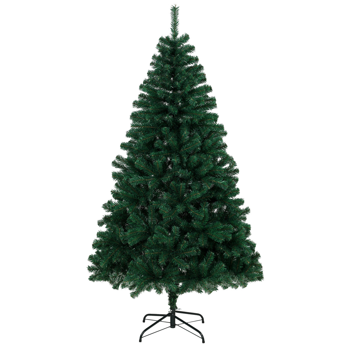 Photo of HOMCOM 6ft Artificial Christmas Tree, Fir Hinged Xmas Tree with 700 Branch Tips, Foldable Steel Stand, Green in Green colour on a white background