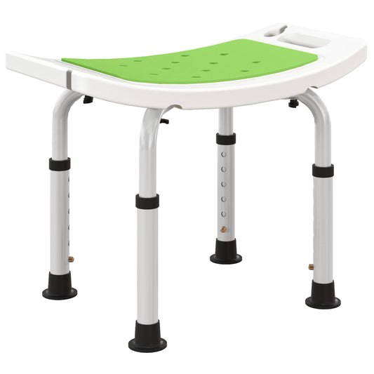 Photo of HOMCOM Shower Chair, Adjustable Height Shower Stool with Aluminium Frame and Non-Slip Feet, Bathtub Stool Seat with Padded Seat for Elderly Disabled Handicap, Green in Green colour on a white background