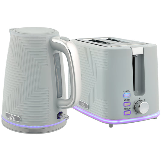 Photo of HOMCOM Modern Kettle and Toaster Set - Grey in Grey colour on a white background
