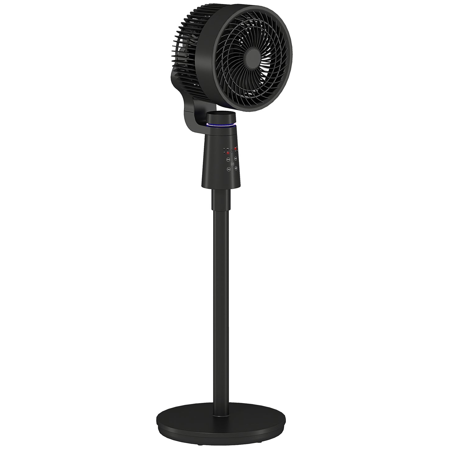 Photo of HOMCOM Pedestal Air Circulation Fan with Oscillating, Light Off, Black in Black colour on a white background