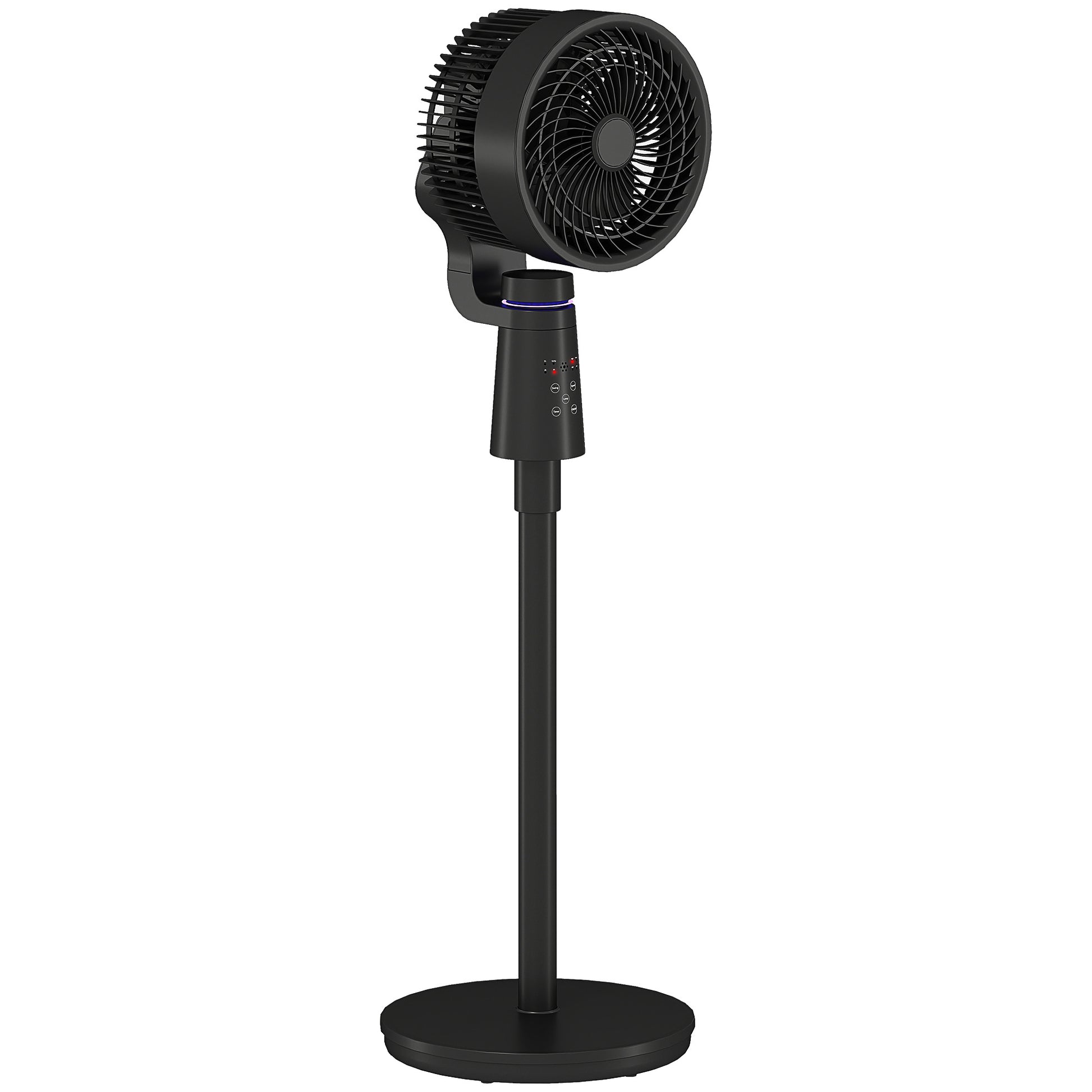 Photo of HOMCOM Pedestal Air Circulation Fan with Oscillating, Light Off, Black in Black colour on a white background