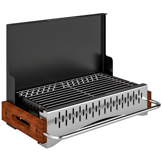 Photo of Outsunny Portable BBQ Grill, Folding Charcoal Barbecue Grill with Removable Charcoal Basin for Camping Picnic Garden Party, Black in Black colour on a white background