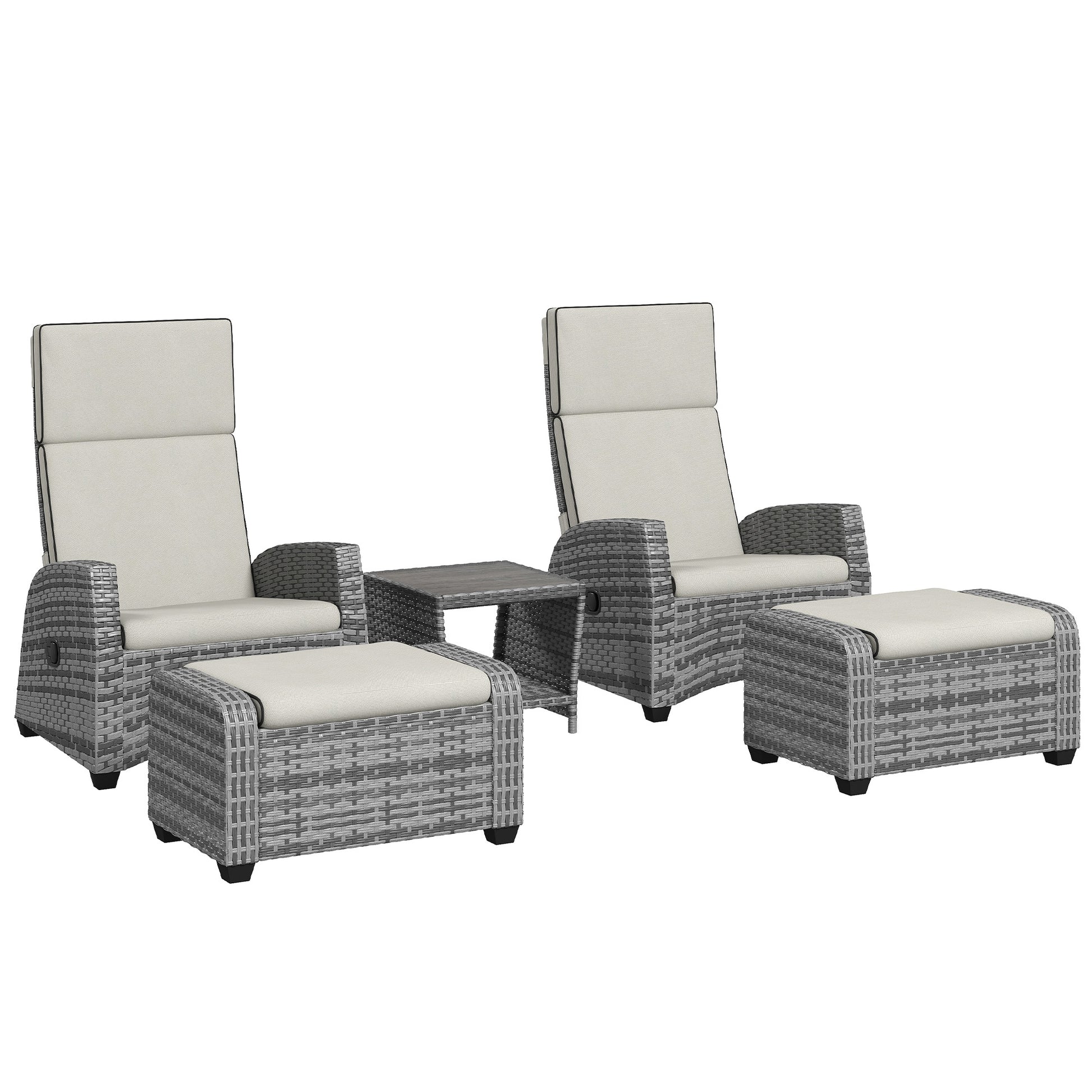 Photo of Outsunny 5-Piece Rattan Garden Furniture Set with Cushions - Grey in Grey colour on a white background