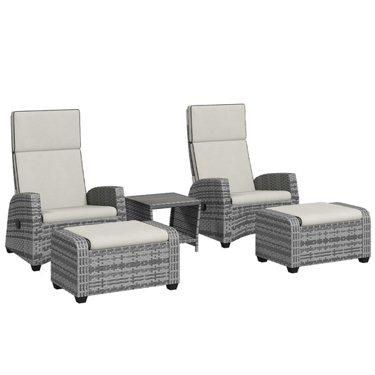 Photo of Outsunny 5-Piece Rattan Garden Furniture Set with Cushions - Grey in Grey colour on a white background
