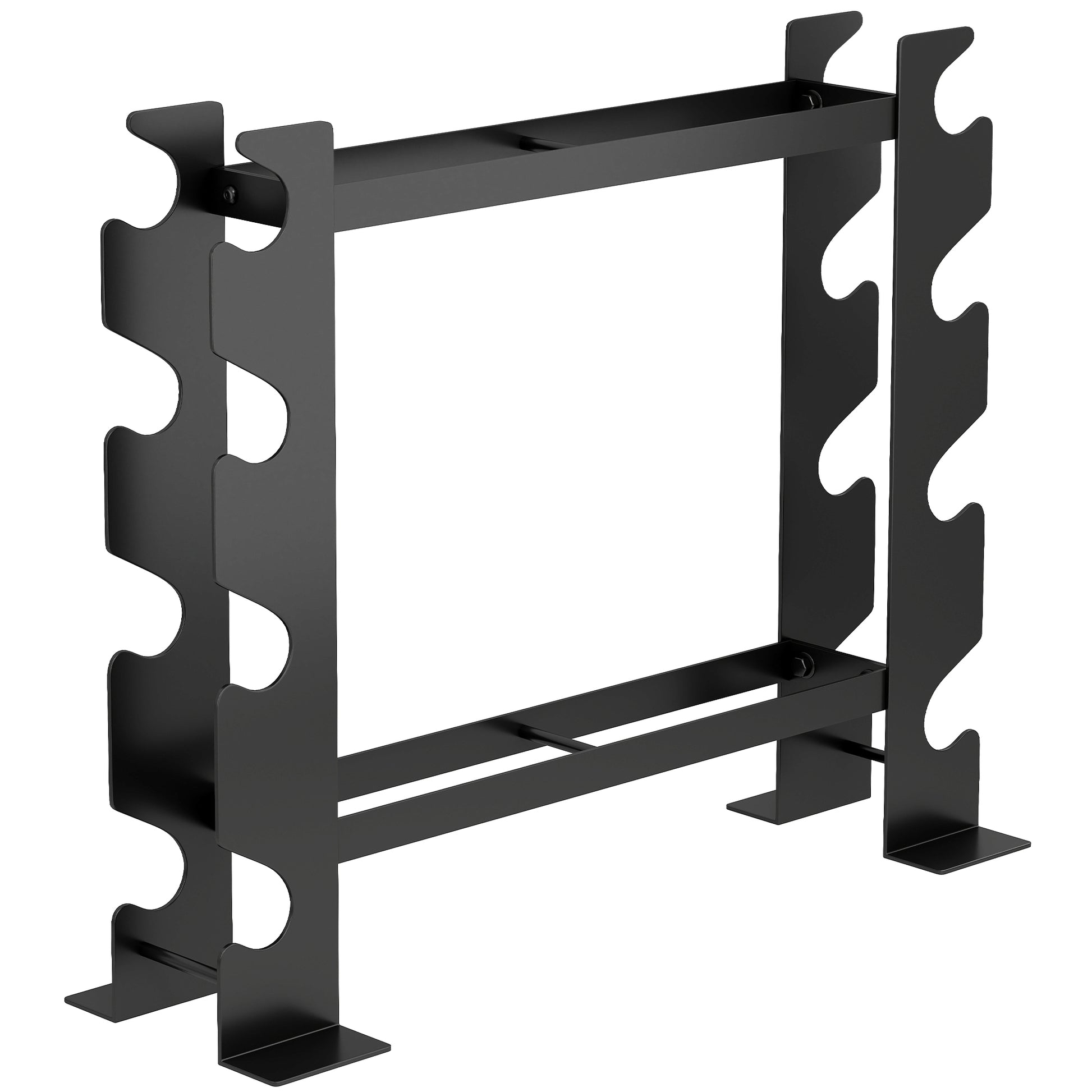 Photo of SPORTNOW 4-Tier Dumbbell Rack, Heavy-Duty Weight Rack for Dumbbells, Kettlebells and Multiple Balls, 200 KG Capacity, Black in Black colour on a white background
