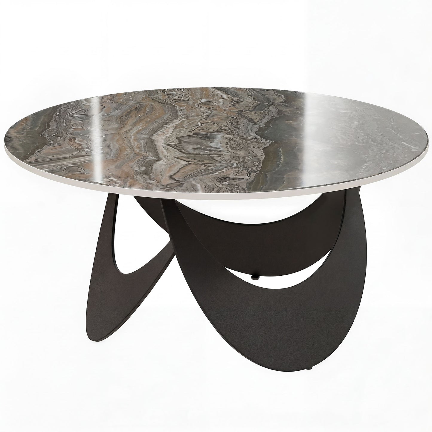 Photo of HOMCOM Coffee Table Sintered Stone Top Adjustable Foot Pads Modern Centre Table for Living Room Brown and Black in Black colour on a white background