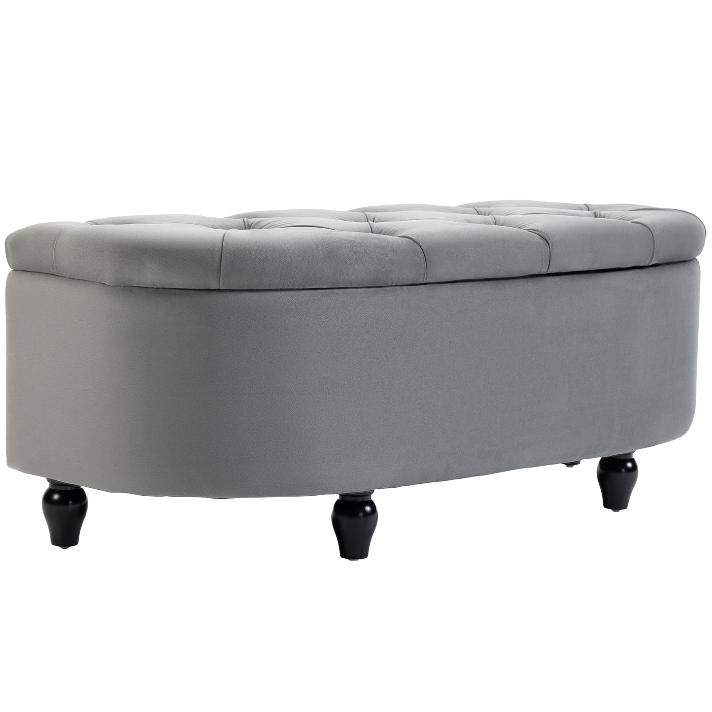 Photo of HOMCOM Velvet-Feel Half Circle Storage Ottoman - Dark Grey in Grey colour on a white background