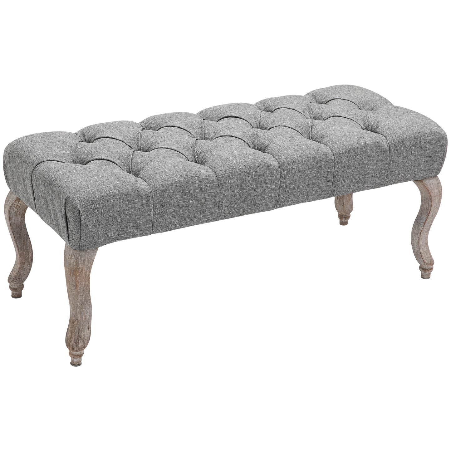 Photo of HOMCOM Tufted Upholstered Accent Bench Window Seat Bed End Stool Fabric Ottoman for Living Room, Bedroom, Hallway in Hallway colour on a white background