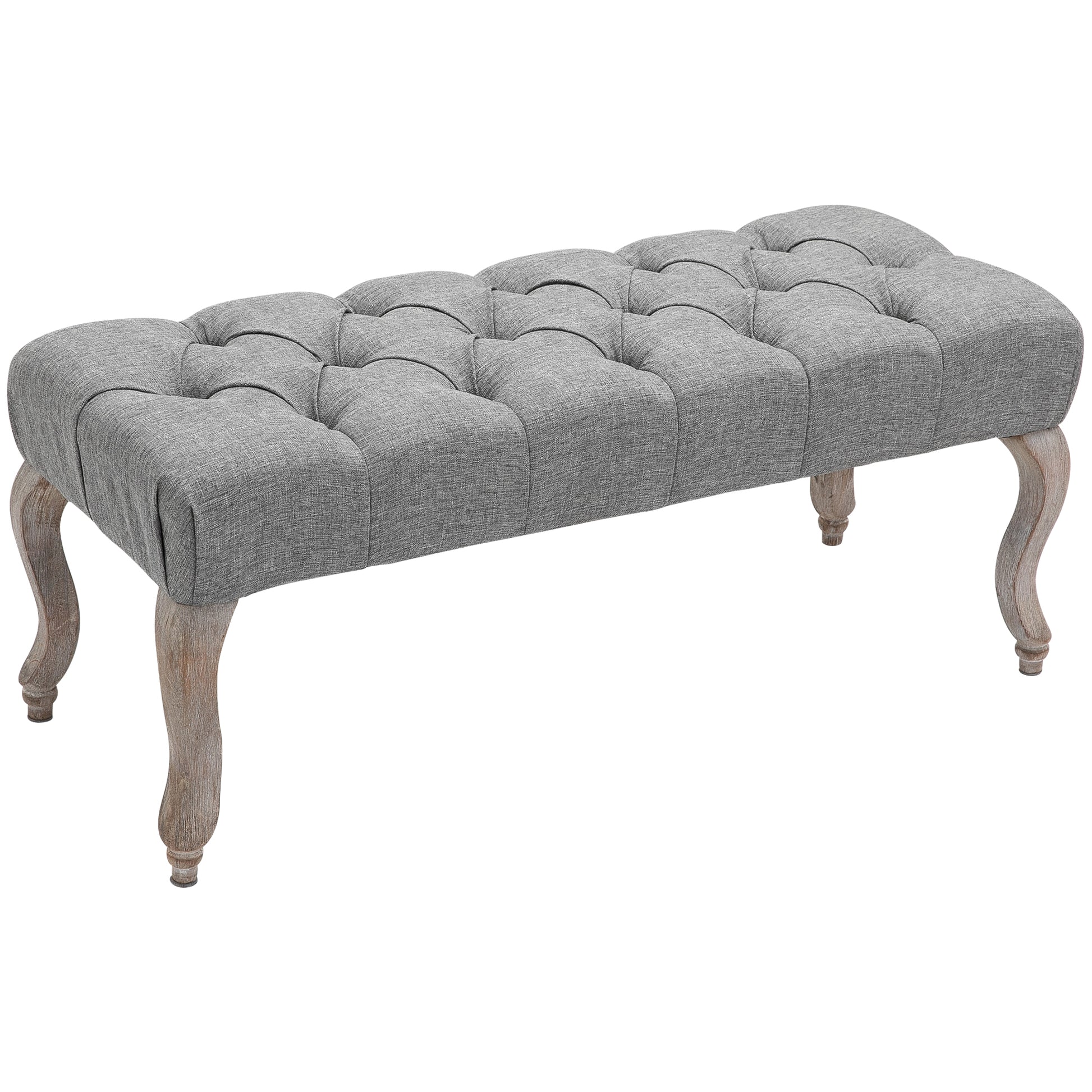 Photo of HOMCOM Tufted Upholstered Accent Bench Window Seat Bed End Stool Fabric Ottoman for Living Room, Bedroom, Hallway in Hallway colour on a white background