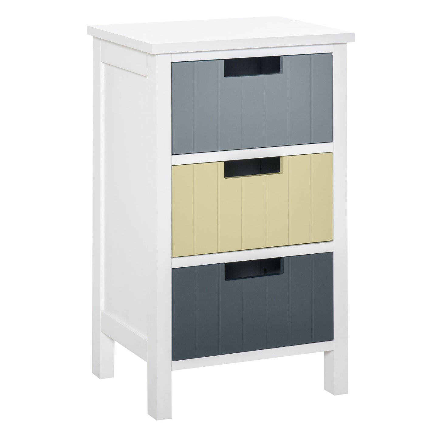 Photo of HOMCOM 3 Drawer Storage Tower, Dresser Chest with Wood Top, Organiser Unit for Closets Bedroom Nursery Room Hallway in Hallway colour on a white background