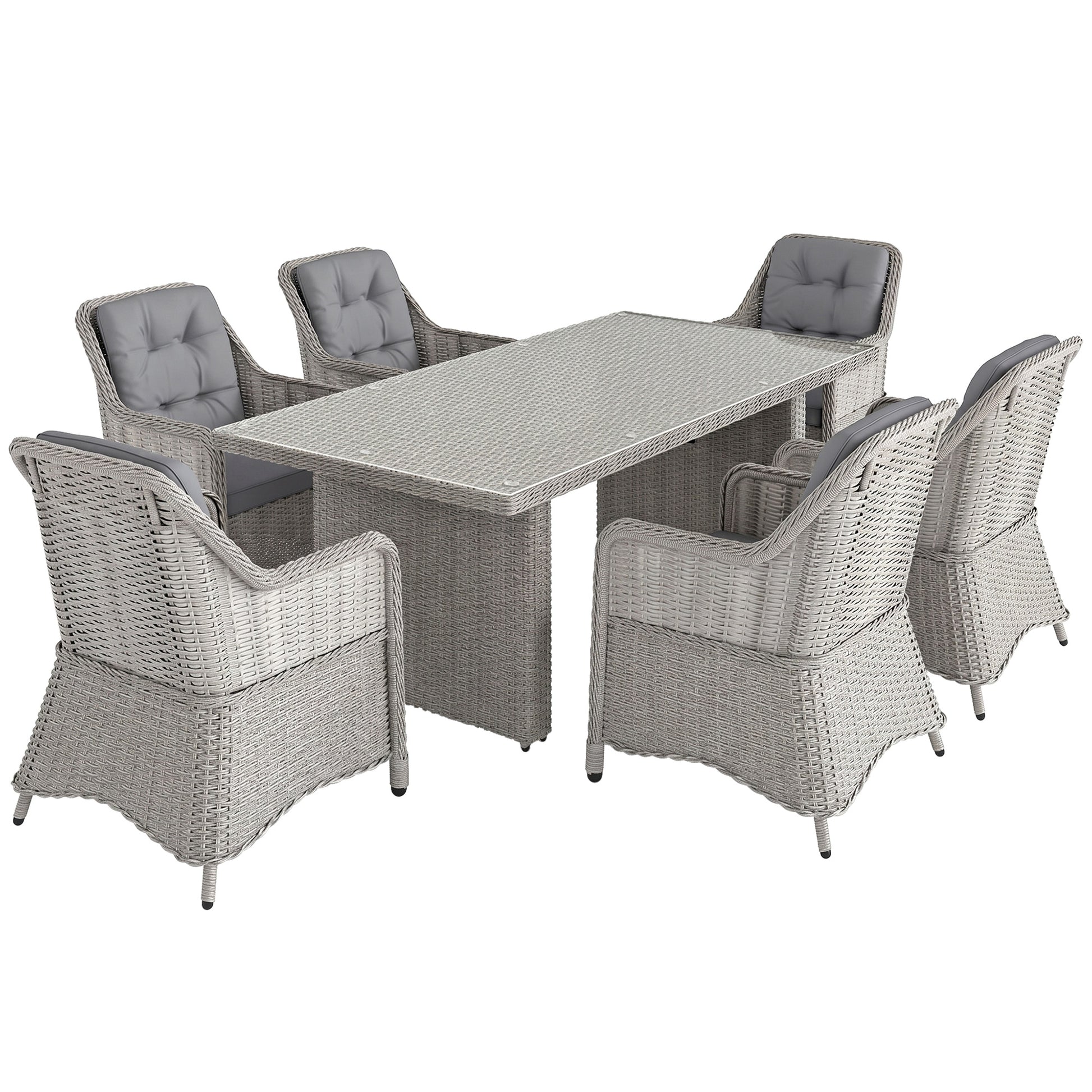 Photo of Outsunny Seven-Piece Rattan Dining Set - Mixed Grey in Grey colour on a white background