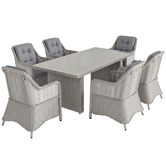 Photo of Outsunny Seven-Piece Rattan Dining Set - Mixed Grey in Grey colour on a white background