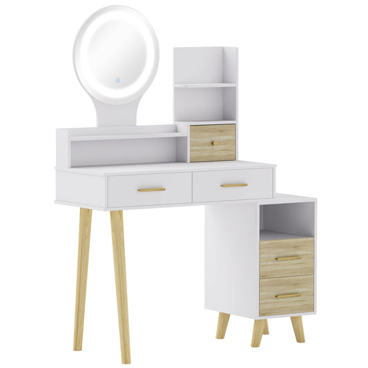 Photo of HOMCOM Elegant Dressing Table, with Storage - White in White colour on a white background