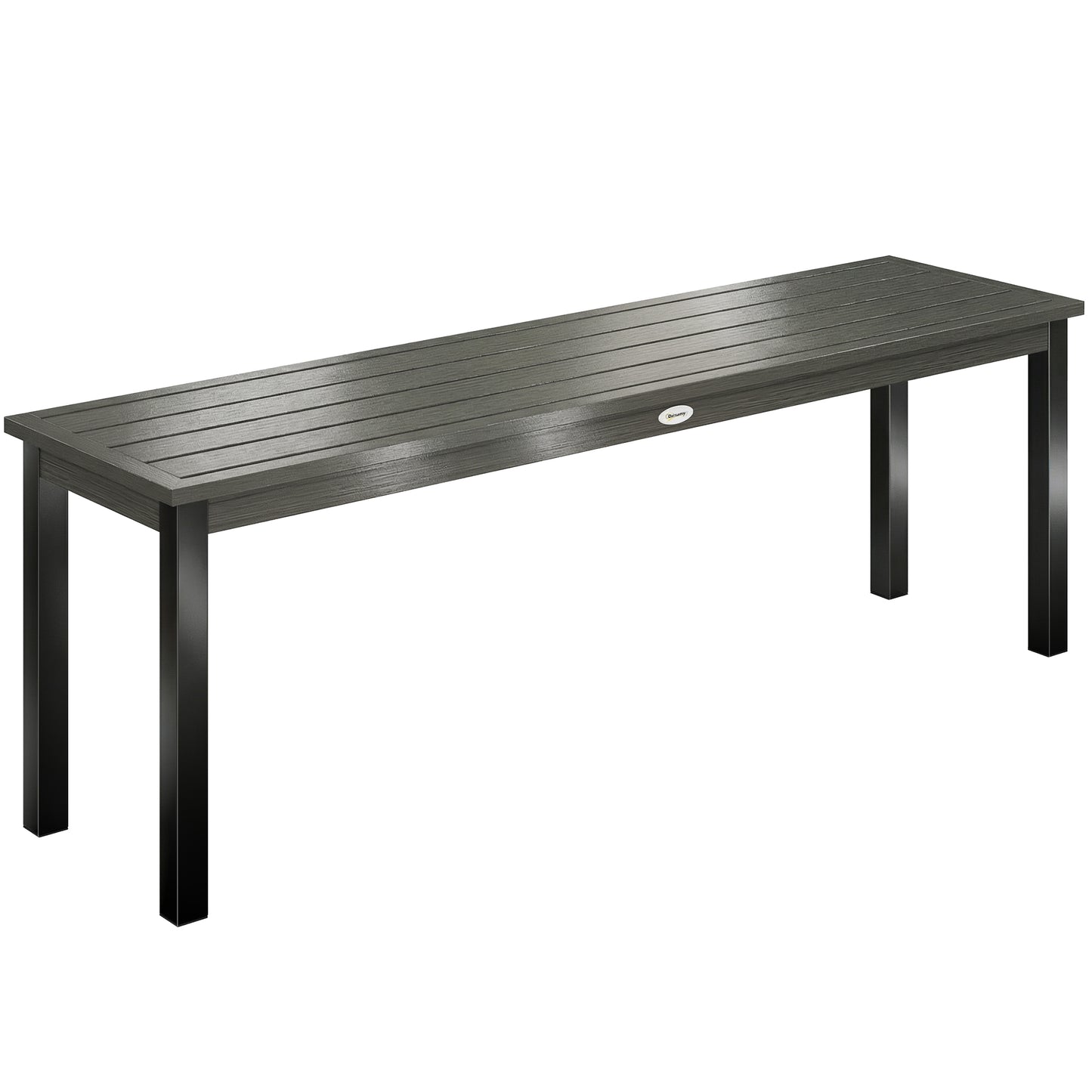 Photo of Outsunny 2 Seater Garden Bench, Outdoor Bench Loveseat with Wood-Effect Slatted Seat and Steel Frame for Patio, Park, Grey in Grey colour on a white background