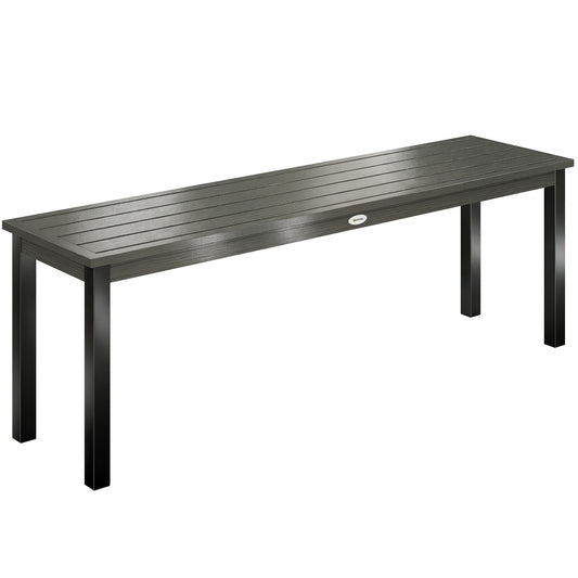 Photo of Outsunny 2 Seater Garden Bench, Outdoor Bench Loveseat with Wood-Effect Slatted Seat and Steel Frame for Patio, Park, Grey in Grey colour on a white background