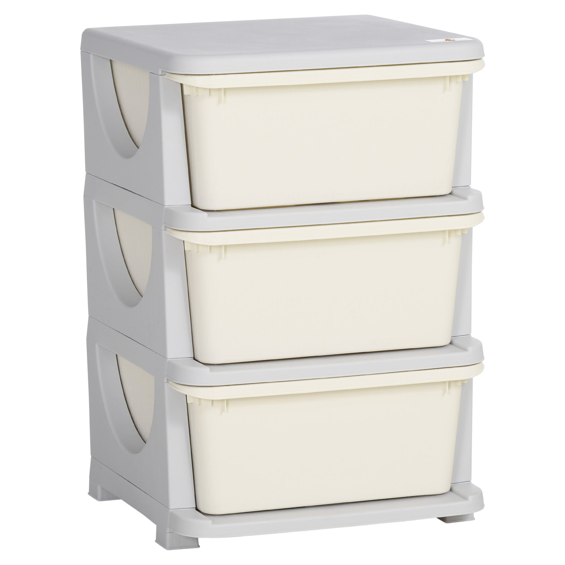 Photo of HOMCOM Three-Tier Kids Storage Boxes, with Three Drawers - White in White colour on a white background
