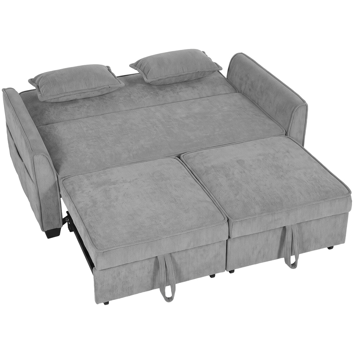 Photo of HOMCOM 2 Seater Sofa Bed, 4-in-1 L-Shaped Convertible Pull-Out Sleeper Sofa with Adjustable Backrest and Side Pockets, Grey in Grey colour on a white background