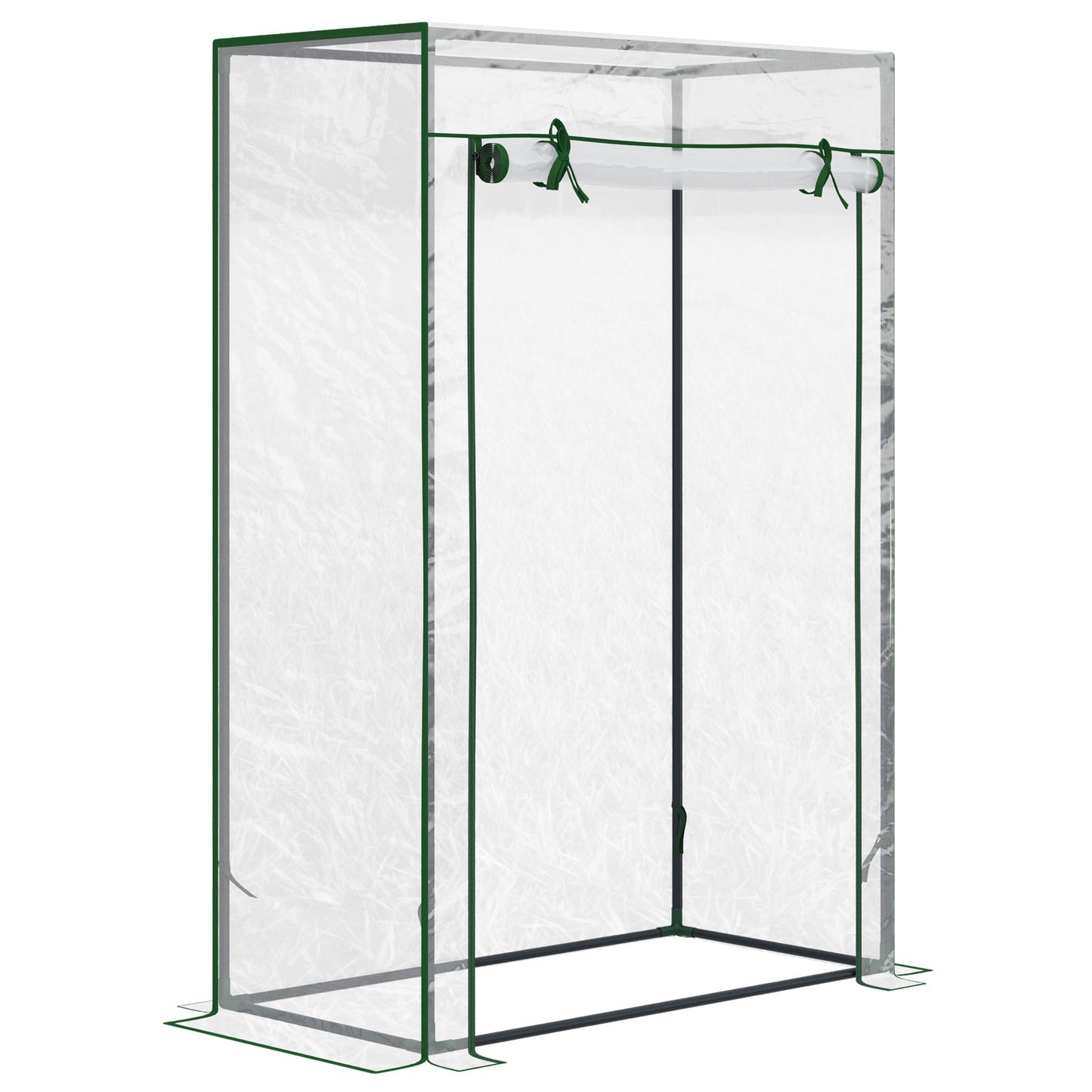Photo of Outsunny Tomato Greenhouse with Roll-up Door, Mini Greenhouse with PVC Cover, Outdoor Grow House Small Green House for Yard, Balcony, Garden, 100 x 50 x 150cm, Transparent in Transparent colour on a white background