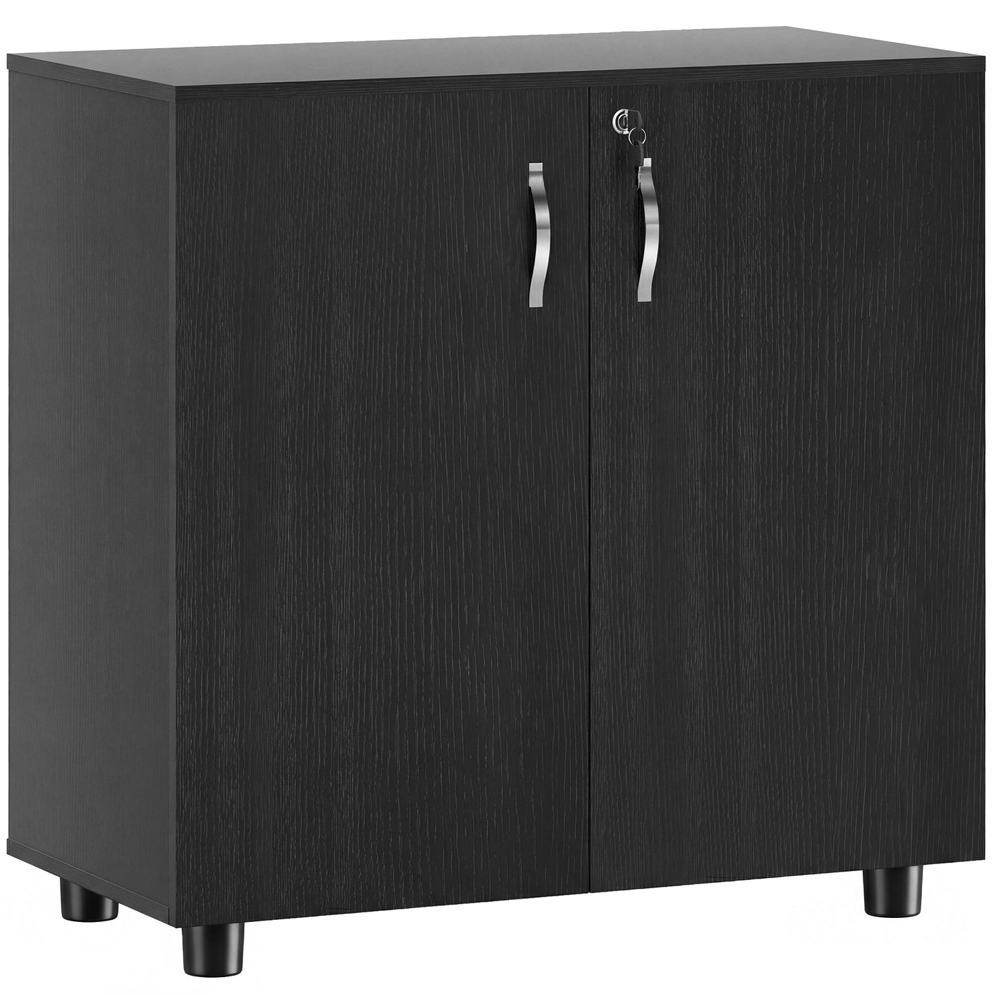 Photo of Vinsetto Two-Tier Locking Office Storage Cabinet - Black in Black colour on a white background
