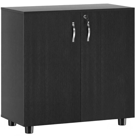 Photo of Vinsetto Two-Tier Locking Office Storage Cabinet - Black in Black colour on a white background