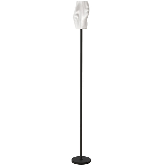 Photo of HOMCOM Floor Lamp for Living Room, 3D Printed Modern Standing Lamp with Flowing Curved Shade & Foot Switch, Minimalist Tall Pole Lampshade for Bedroom, Office, E27 Holder without Bulb (25W Max), White in White colour on a white background