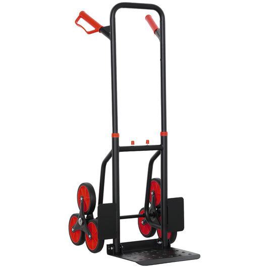 Photo of DURHAND Stair Climbing Hand Truck, Heavy Duty Foldable Trolley on Wheels, Multi-Purpose Sack, Steel Truck Moving Trolley, 120kg, Red in Red colour on a white background