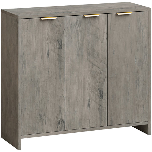 Photo of HOMCOM Sideboard Cabinet, Modern Storage Cabinet with 3 Doors and Adjustable Shelves for Living Room, Dining Room, Grey in Grey colour on a white background