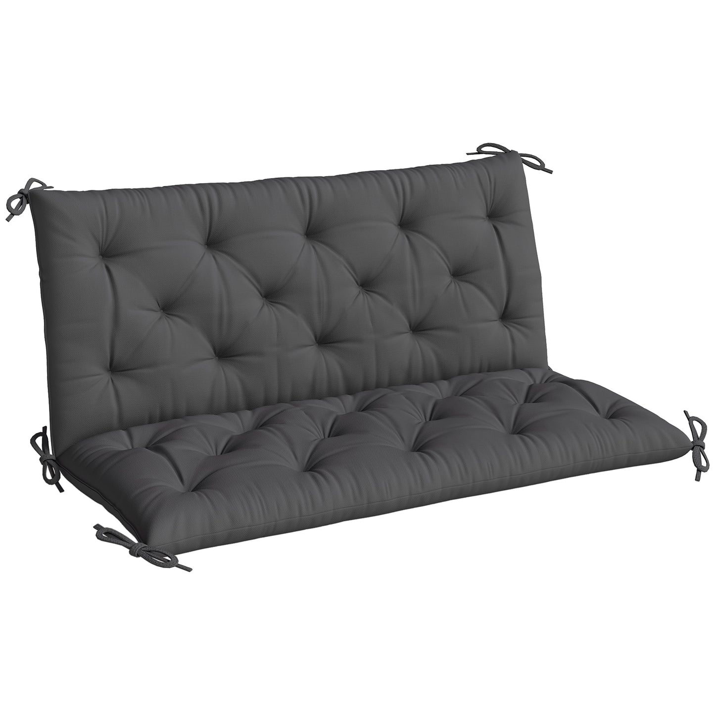 Photo of Outsunny Garden Bench Cushion, 2 Seater Swing Chair Cushion, Seat Pad with Ties for Indoor and Outdoor Use, 110 x 120 cm, Black in Black colour on a white background