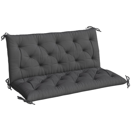 Photo of Outsunny Garden Bench Cushion, 2 Seater Swing Chair Cushion, Seat Pad with Ties for Indoor and Outdoor Use, 110 x 120 cm, Black in Black colour on a white background