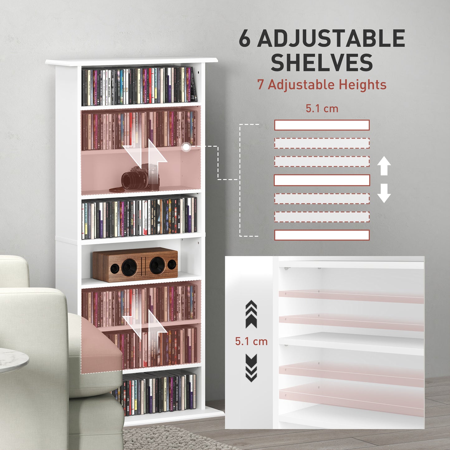 HOMCOM 360 CD Storage Unit - White