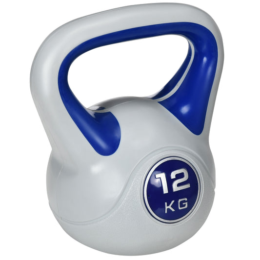 Photo of SPORTNOW Kettlebell, 12kg Kettle Bells with Handle for Home Gym Weight Lifting and Strength Training, Dark Blue and Grey in Grey colour on a white background