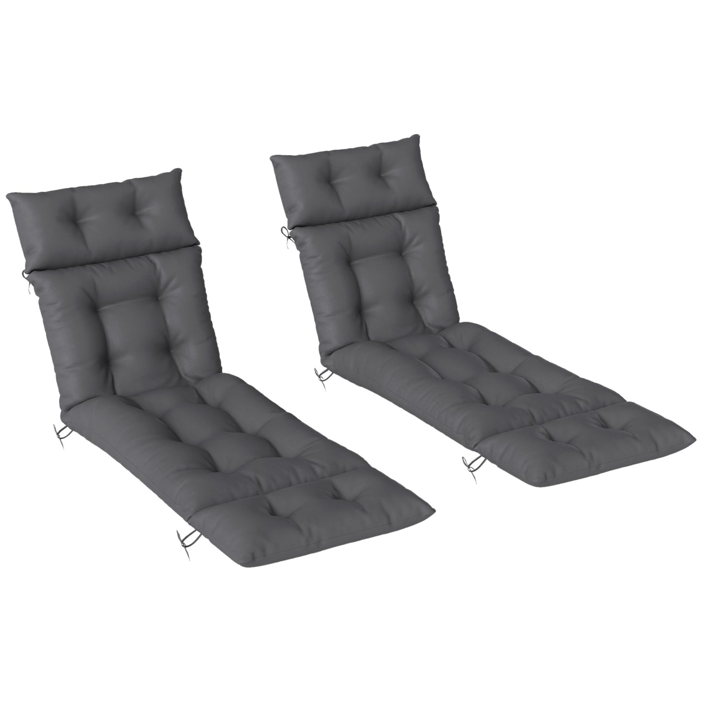 Photo of Outsunny Set of Two 190 x 56cm Sun Lounger Cushions - Dark Grey in Grey colour on a white background