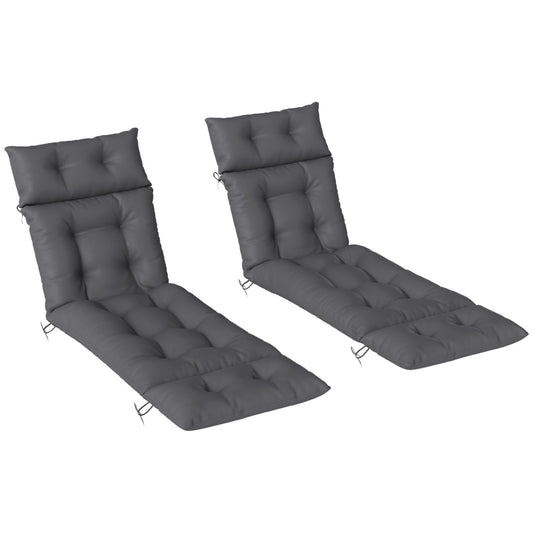Photo of Outsunny Set of Two 190 x 56cm Sun Lounger Cushions - Dark Grey in Grey colour on a white background