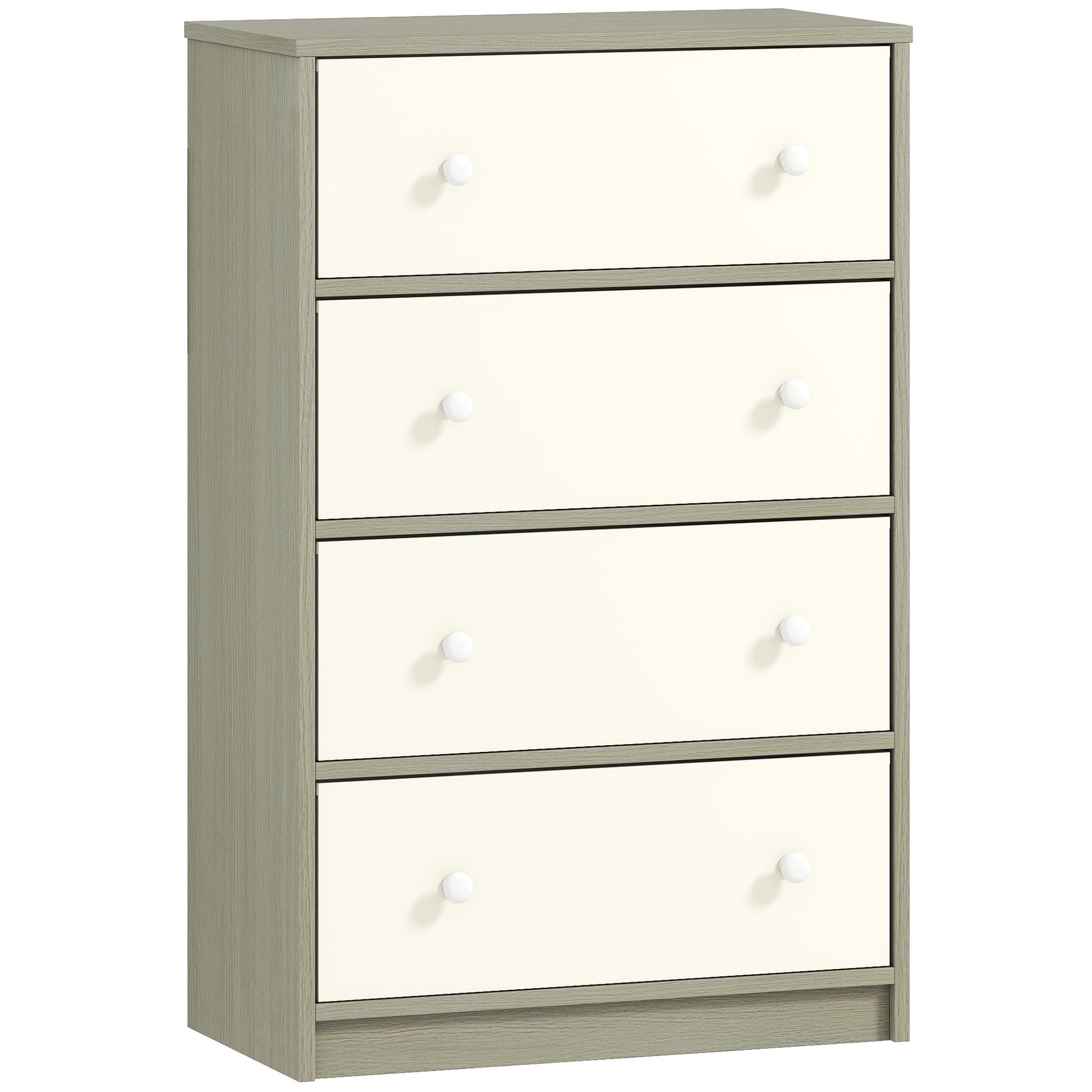 Photo of HOMCOM Chest of Drawers, Dresser with 4 Fabric Drawers - White and Grey in Grey colour on a white background