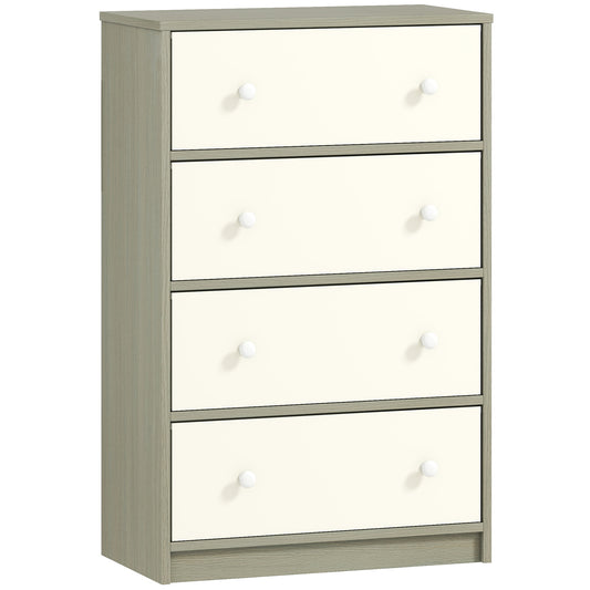 Photo of HOMCOM Chest of Drawers, Dresser with 4 Fabric Drawers - White and Grey in Grey colour on a white background