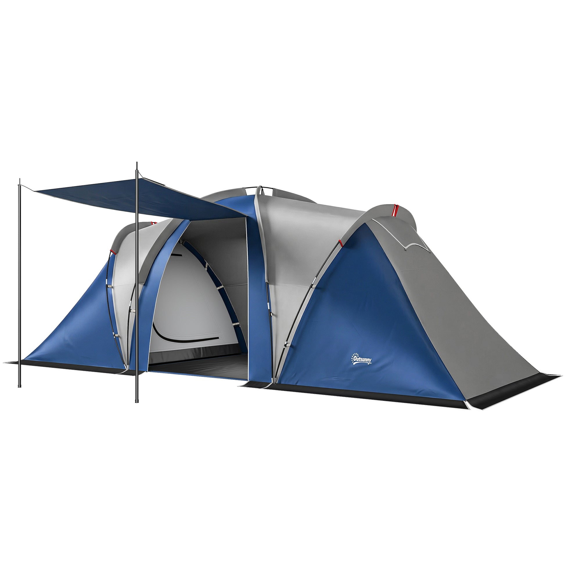 Photo of Outsunny Family Camping Tent 3000mm Waterproof Windproof Tunnel Tent 8-12 Person, Navy Blue & Light Grey in Grey colour on a white background